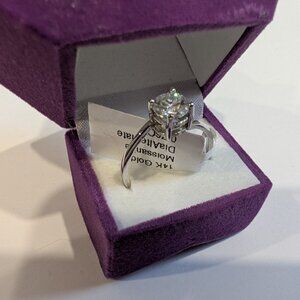 Brand New 14K White Gold Moissanite Ring For Sale
